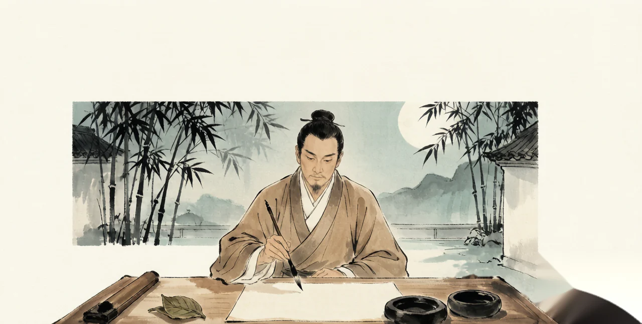 陆羽与《茶经》· AI 意境图，非实拍