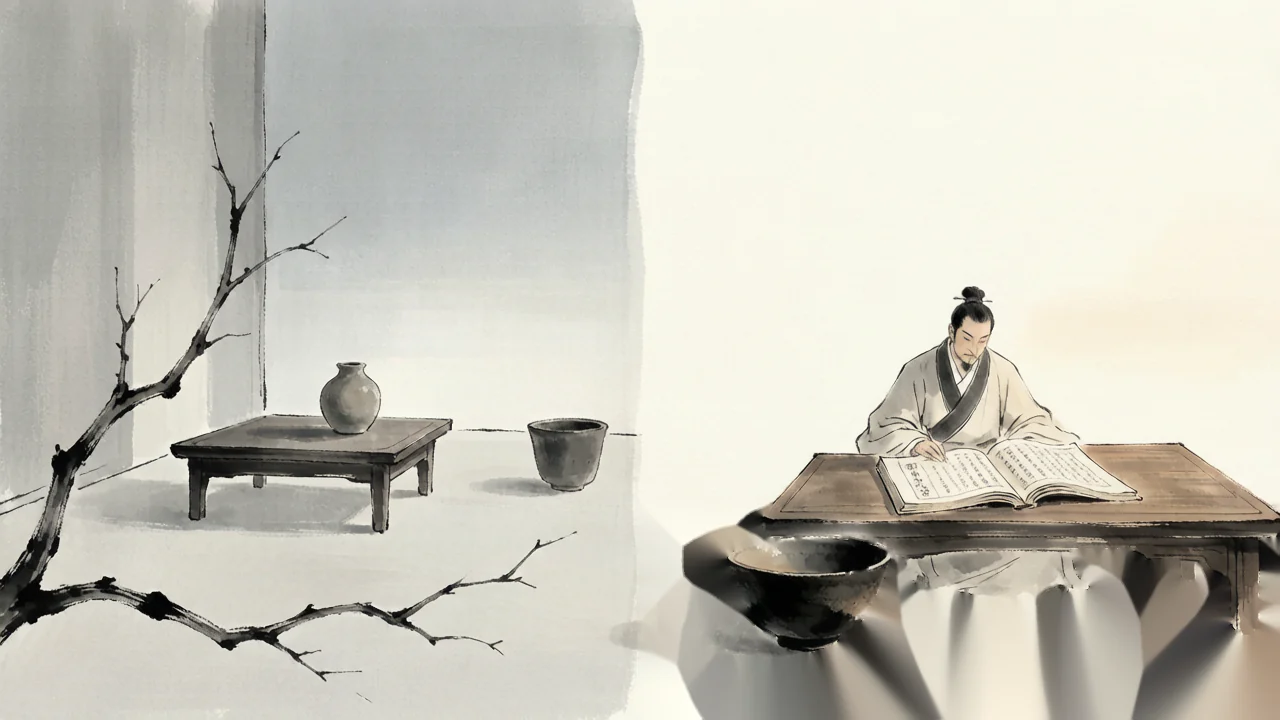 两种茶室的话术对照 · AI 意境图，非实拍