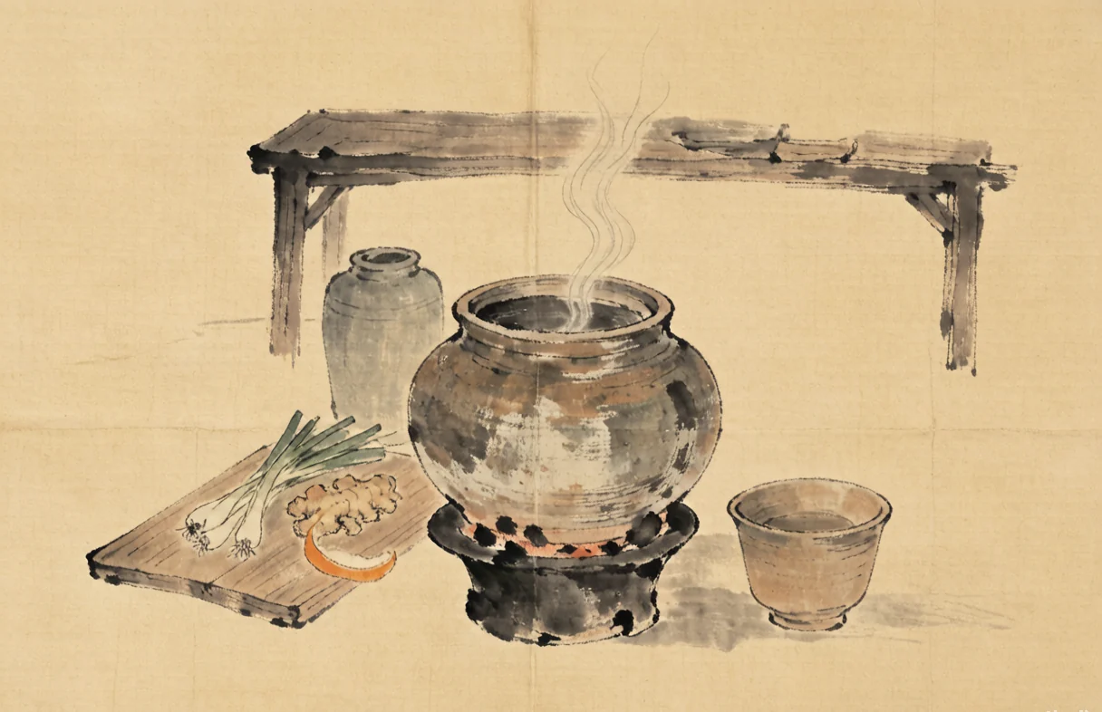 煮茶作羹 · AI 意境图,非实拍